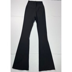 Buffbunny Material Girl Ribbed Flare Leggings Medium Black High Rise V-Back Seam